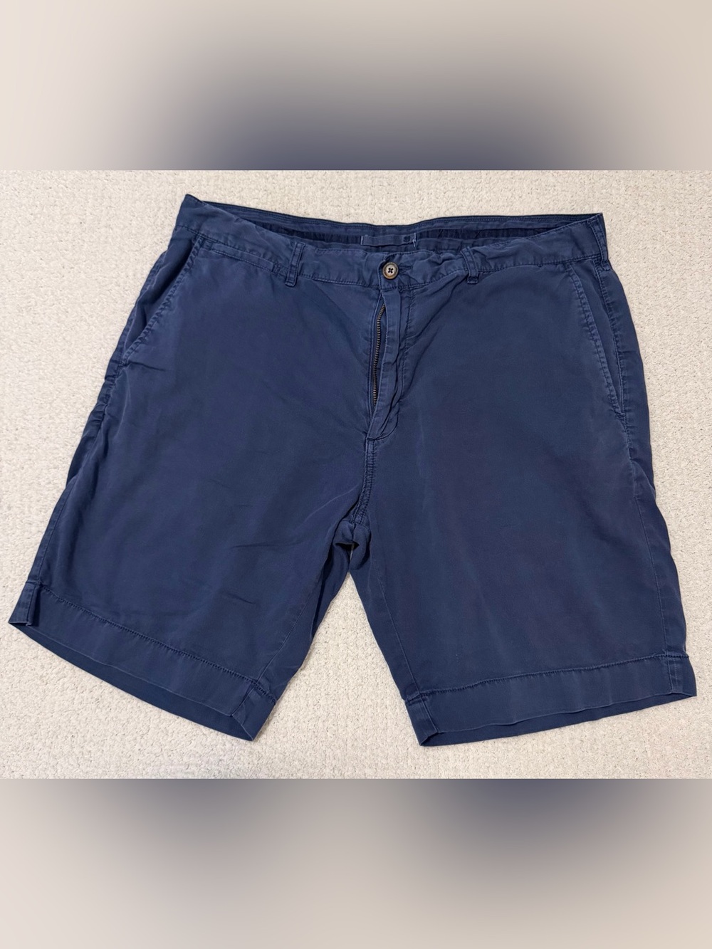Faherty Men's Harbor Chino Shorts Size 35 Navy Blue Cotton Tencel Lyocell Blend